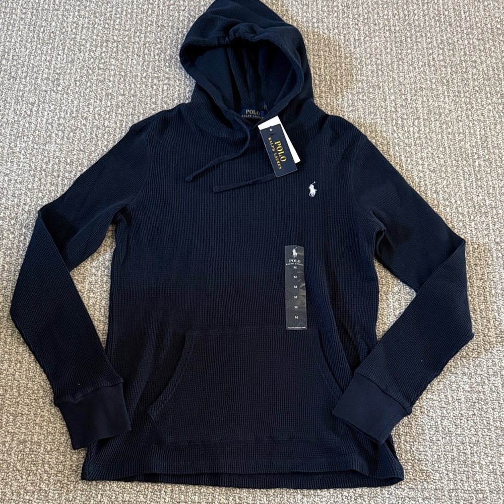 New Polo Ralph Lauren Navy Blue Hoodie Shirt Top Men M
